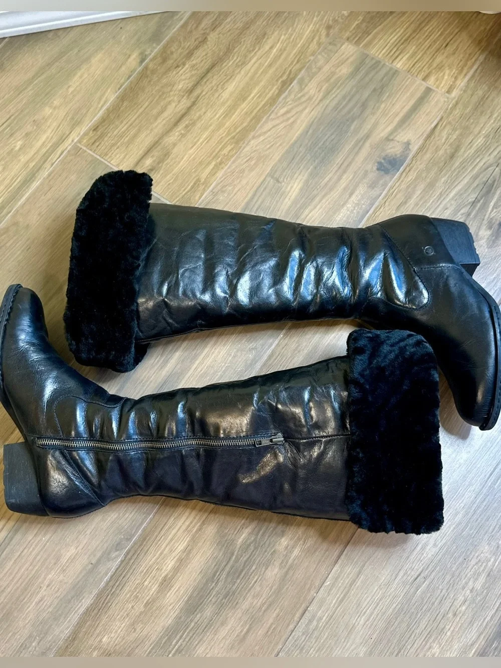 Born Aleksi Genuine Lambskin Black Leather Boots